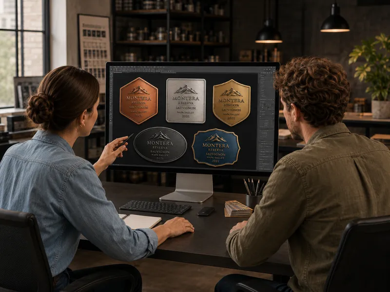 Designing custom metal label artwork and branding on a computer